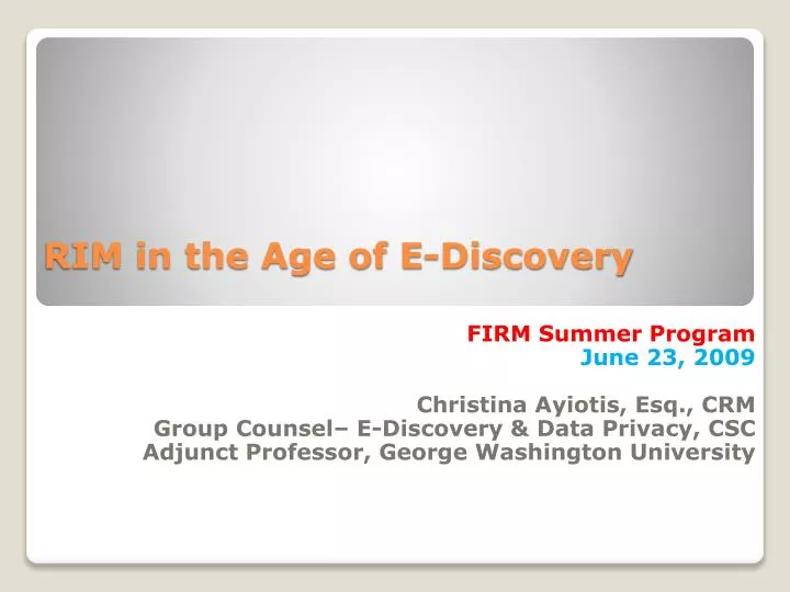 rim in the age of e discovery