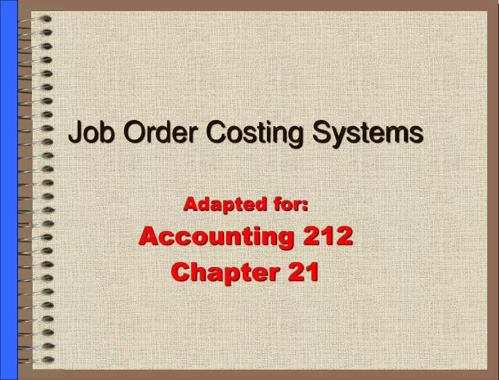 job order costing systems