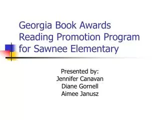 Georgia Book Awards Reading Promotion Program for Sawnee Elementary