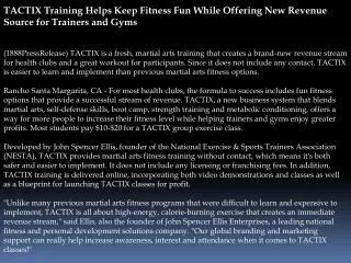 TACTIX Training Helps Keep Fitness Fun While Offering New Re