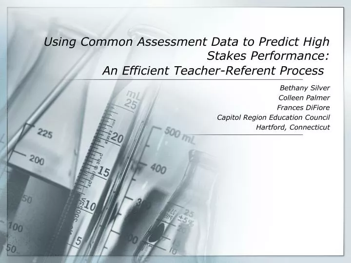 using common assessment data to predict high stakes performance