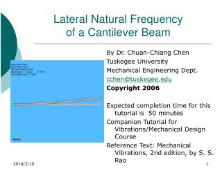 Lateral Natural Frequency of a Cantilever Beam