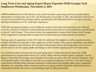 Long Term Care and Aging Expert Shares Expertise With Georgi