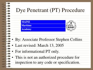 Dye Penetrant (PT) Procedure