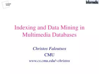 Indexing and Data Mining in Multimedia Databases