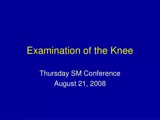 Examination of the Knee