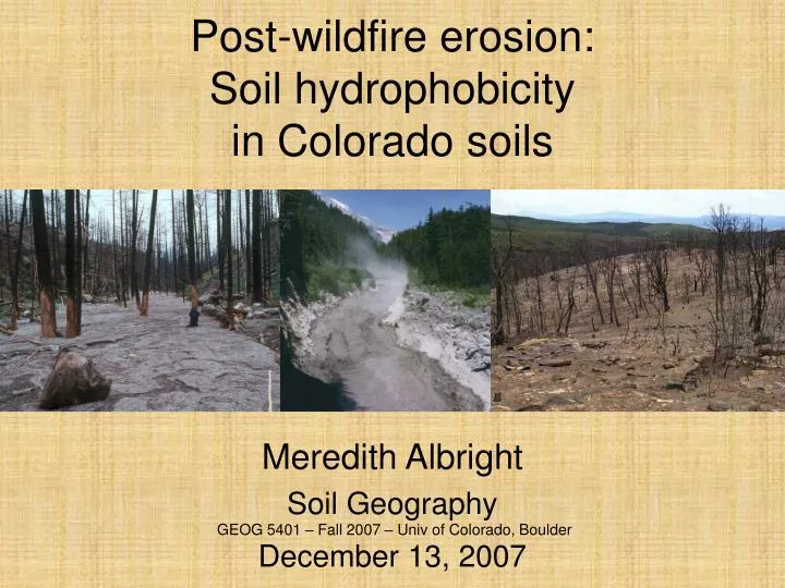post wildfire erosion soil hydrophobicity in colorado soils
