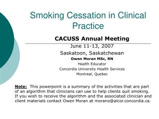 Smoking Cessation in Clinical Practice