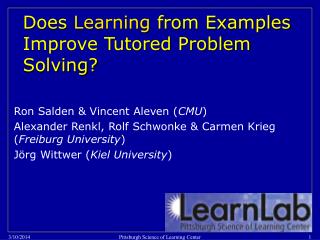 Does Learning from Examples Improve Tutored Problem Solving?