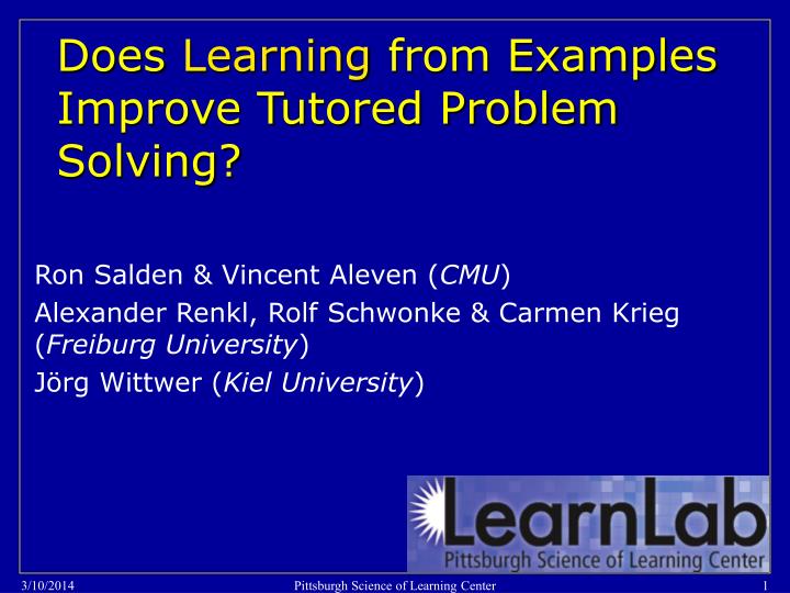 does learning from examples improve tutored problem solving