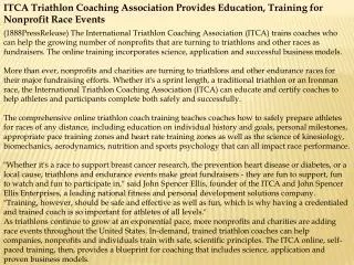 ITCA Triathlon Coaching Association Provides Education, Trai