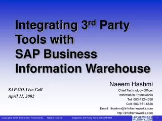 Integrating 3 rd Party Tools with SAP Business Information Warehouse