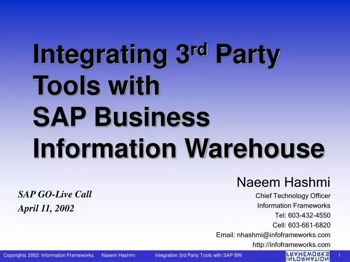 integrating 3 rd party tools with sap business information warehouse