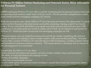 FitNews.TV Makes Online Marketing and Outreach Easier, More