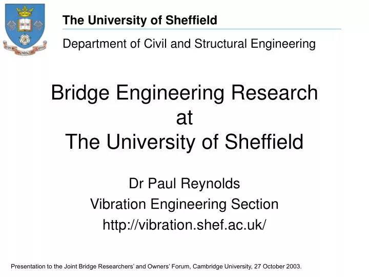 bridge engineering research at the university of sheffield