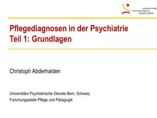 Pflegediagnosen in der Psychiatrie Teil 1: Grundlagen