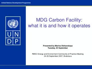 MDG Carbon Facility: what it is and how it operates