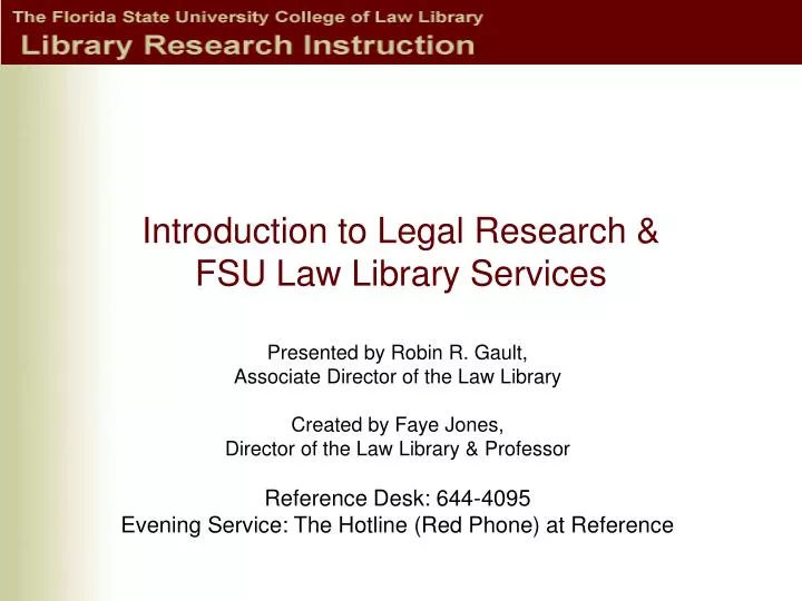 introduction to legal research fsu law library services