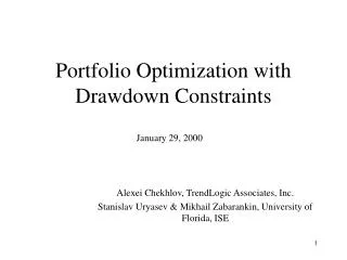 Portfolio Optimization with Drawdown Constraints
