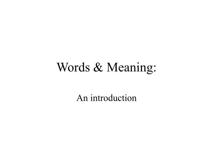 words meaning