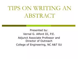 TIPS ON WRITING AN ABSTRACT