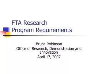 FTA Research Program Requirements