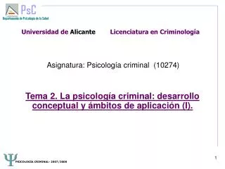 Universidad de Alicante Licenciatura en Criminología
