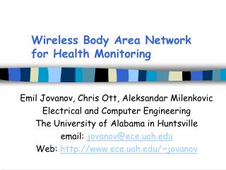 Wireless Body Area Network for Health Monitoring