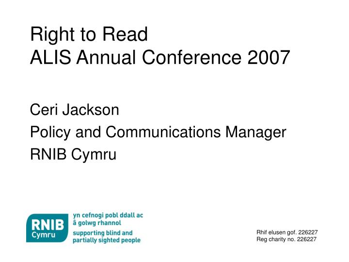 right to read alis annual conference 2007