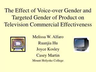 The Effect of Voice-over Gender and Targeted Gender of Product on Television Commercial Effectiveness