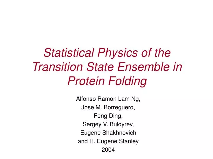statistical physics of the transition state ensemble in protein folding