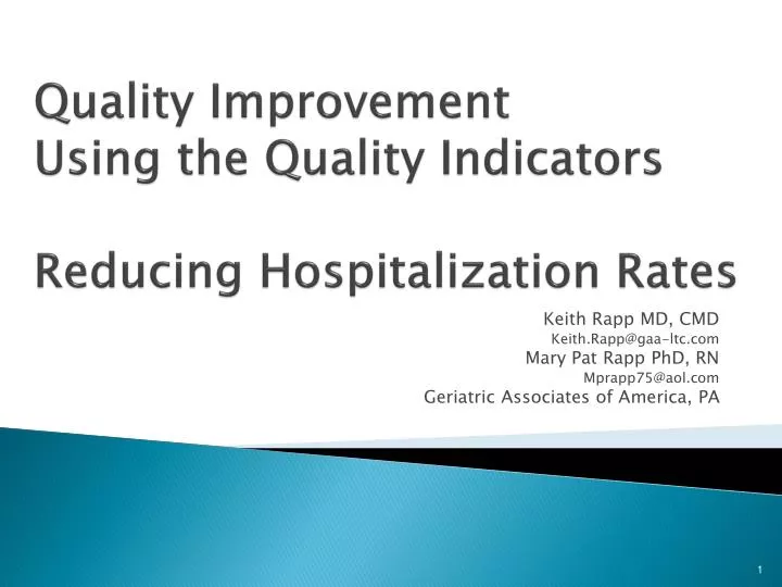 quality improvement using the quality indicators reducing hospitalization rates