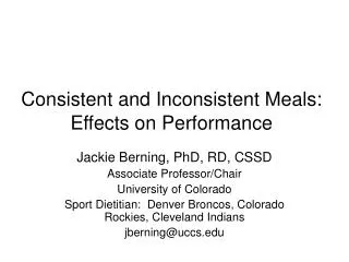 Consistent and Inconsistent Meals: Effects on Performance