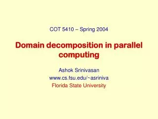 Domain decomposition in parallel computing