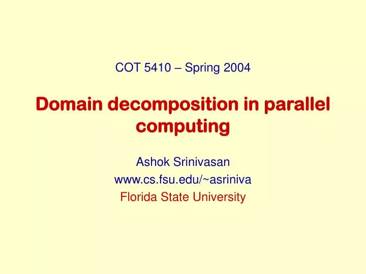 domain decomposition in parallel computing
