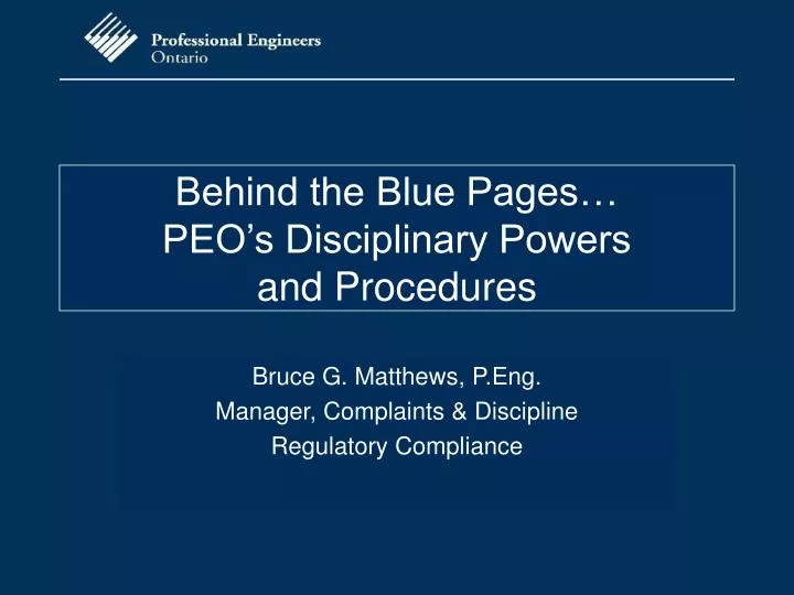 behind the blue pages peo s disciplinary powers and procedures