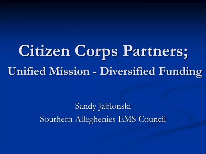 citizen corps partners unified mission diversified funding