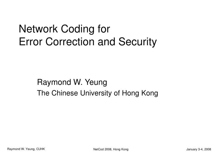 network coding for error correction and security