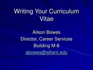Writing Your Curriculum Vitae