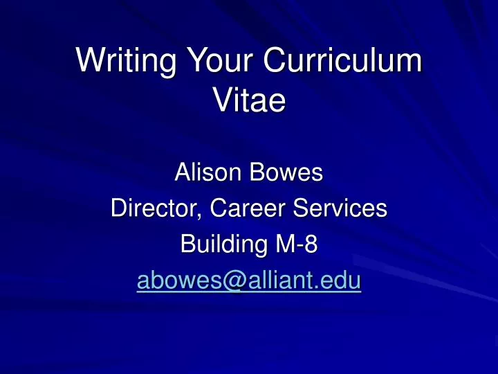 writing your curriculum vitae