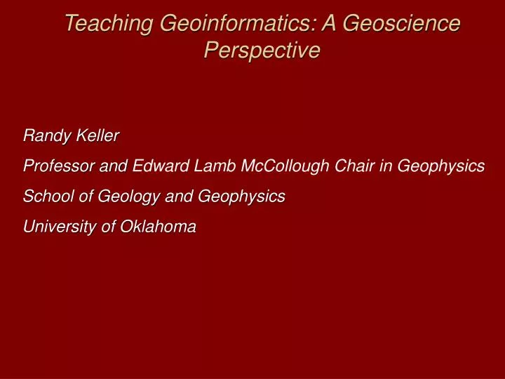 teaching geoinformatics a geoscience perspective