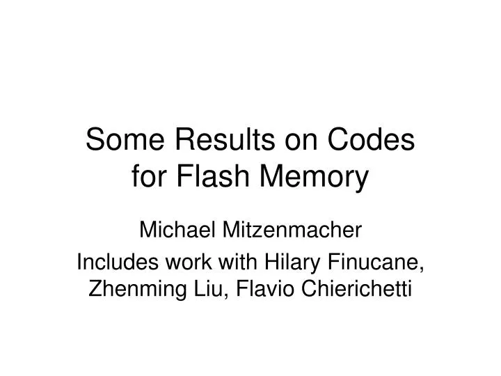 some results on codes for flash memory