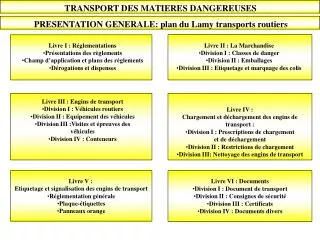 TRANSPORT DES MATIERES DANGEREUSES