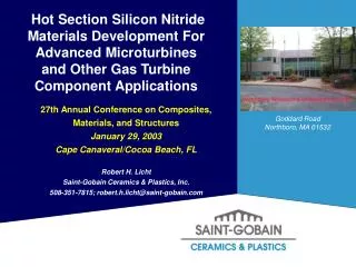 Hot Section Silicon Nitride Materials Development For Advanced Microturbines and Other Gas Turbine Component Application