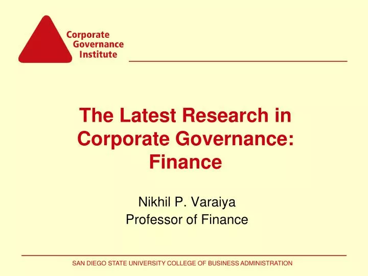 the latest research in corporate governance finance
