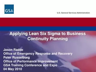 Applying Lean Six Sigma to Business Continuity Planning