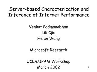Server-based Characterization and Inference of Internet Performance