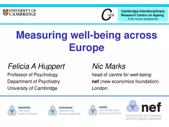 measuring well being across europe