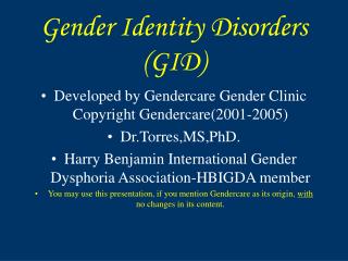 Gender Identity Disorders (GID)
