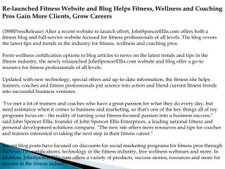 Re-launched Fitness Website and Blog Helps Fitness, Wellness
